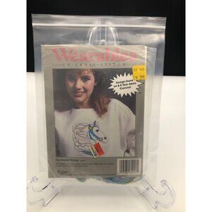 Cross-Stitch Kit Carousel Horse 8.5" Tear-Away Canvas Wearable Clothes Golden Be